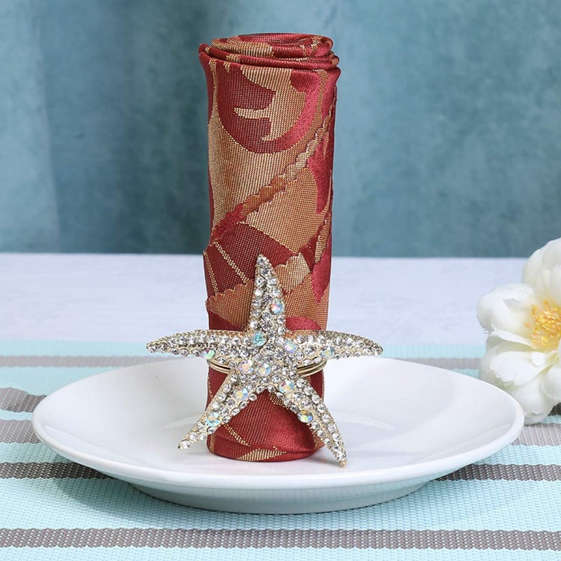 Joyindecor Crystal Starfish Napkin Rings - Rhinestone Coastal Nautical Napkin Ring Holders for Wedding Party, Beach/OceanTheme Dining Table Decoration Accessories (6) - Image 5